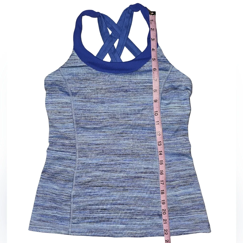 Lululemon Enhearten Tank Top Blue Strappy Back Camo Space Dye Racerback Sz 8 - Picture 11 of 15